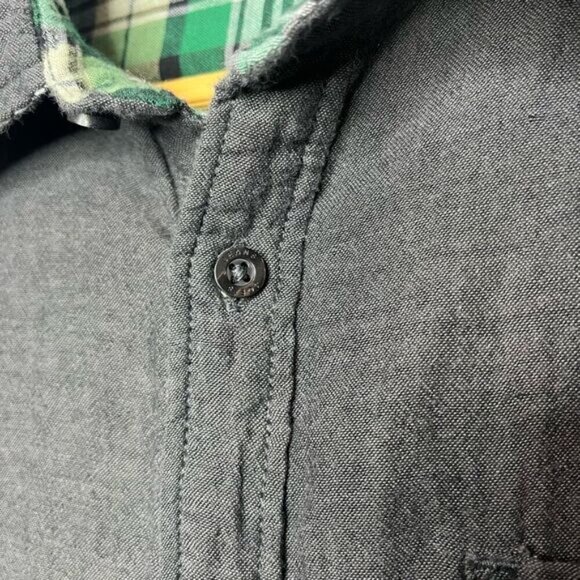 Joe's Jeans Men's Chambray Plaid Long Sleeve Button Up Shirt Gray Size Large - Picture 4 of 12